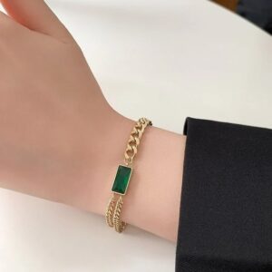 Greenish baguette hand bracelet - Image 1