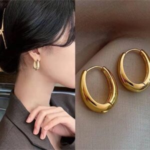 Oval ear hoops - Image 2