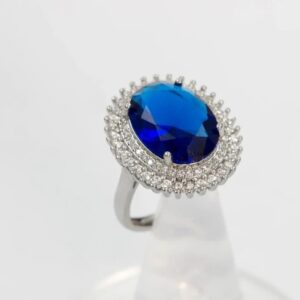 Sapphire Oval cathedral ring - Image 3