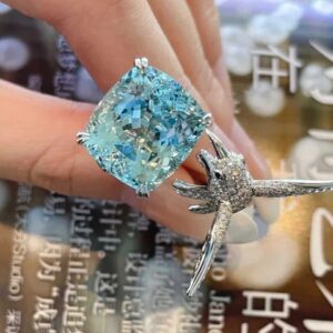 Aqua diamond sparrow cathedral ring - Image 1