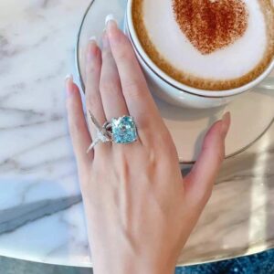 Aqua diamond sparrow cathedral ring - Image 2