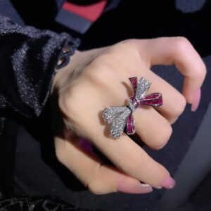Pink bow adjustable ring - Image 1