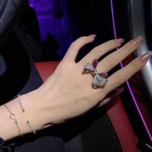 Pink bow adjustable ring - Image 3