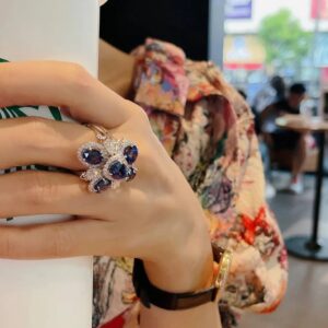 Oval Tear Flower Adjustable Ring - Image 1