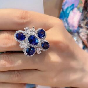 Oval Tear Flower Adjustable Ring - Image 2