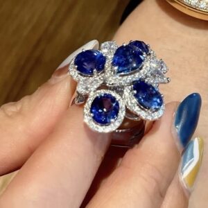 Oval Tear Flower Adjustable Ring - Image 3