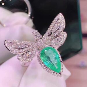 Greenish tear butterfly ring - Image 2