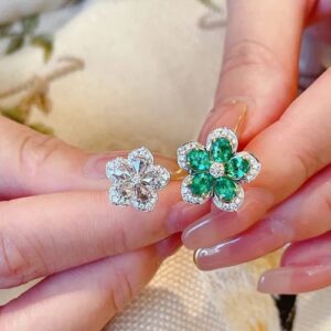 Emerald white flower ring - Image 4