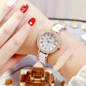 White painted round chain watch - Image 2
