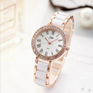 White painted round chain watch - Image 1