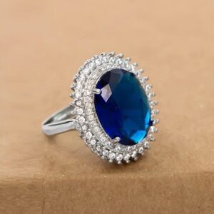 Sapphire Oval cathedral ring - Image 2