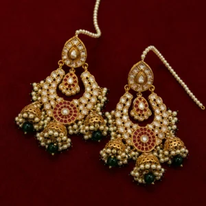 Paikar Earrings & Bindia Set - Image 3