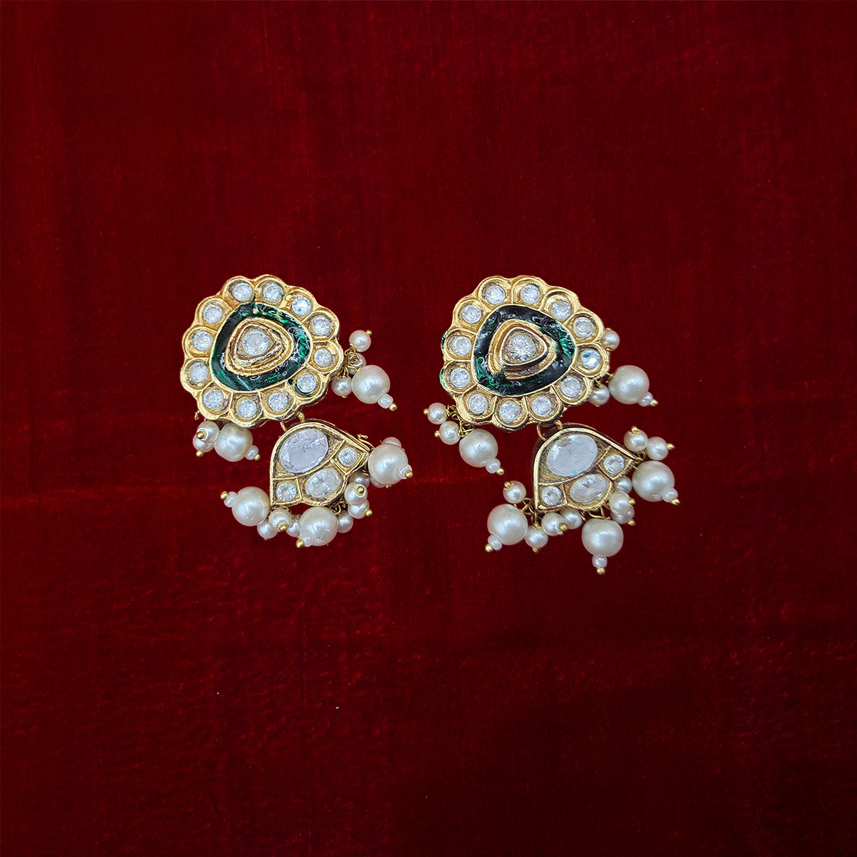 Kaya kundan earrings with stones