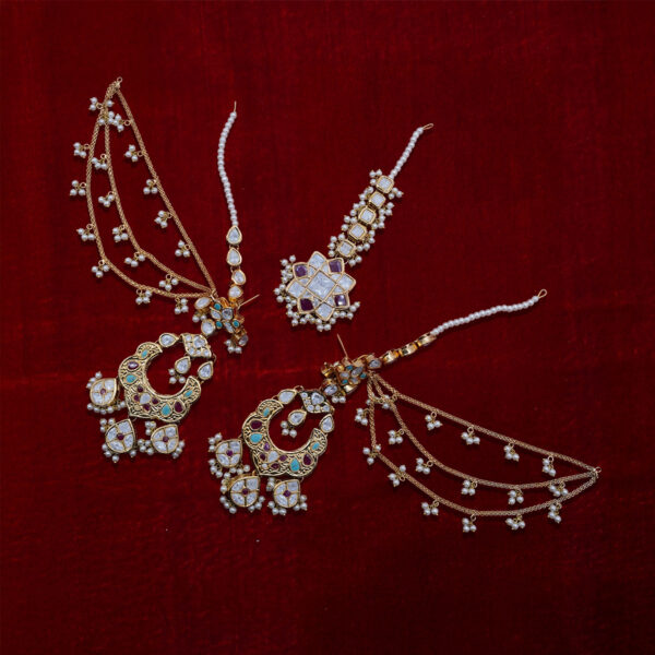Rani kundan earrings and bindia gold plated